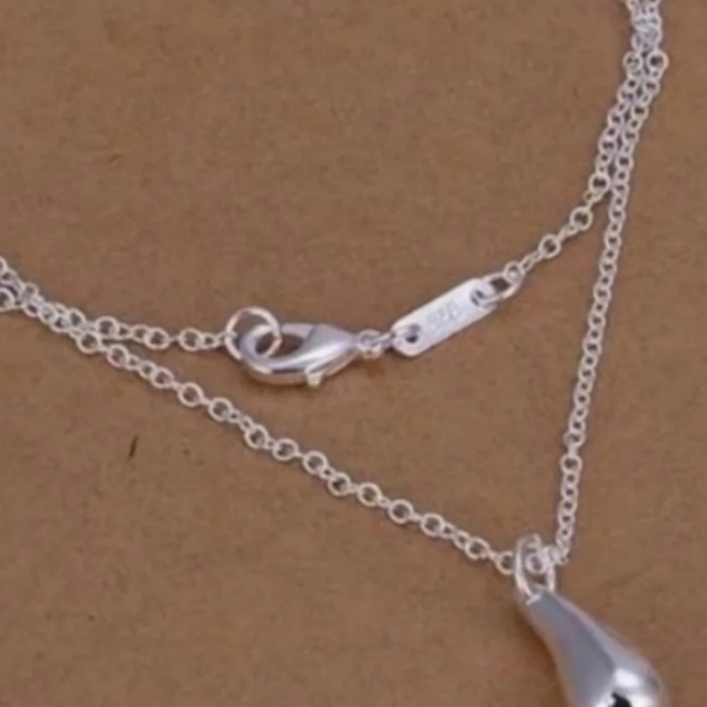 925 Sterling Silver Waterdrop Jewelry Set Bracelet Necklace Earrings and Ring - Picture 11 of 16